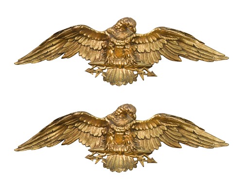 Lot 500 - A pair of gilt metal eagles with outstretched wings, late 19th century