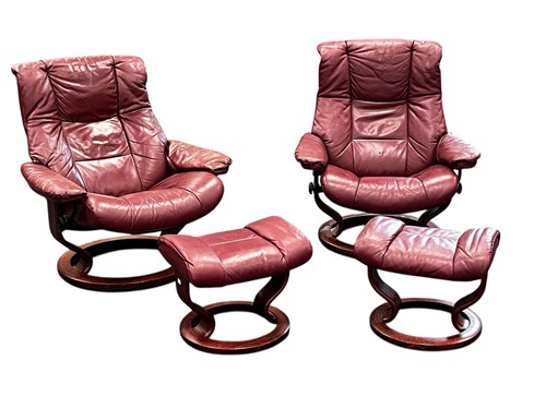 Lot 447 - A pair of Ekornes 'stressless' swivel...
