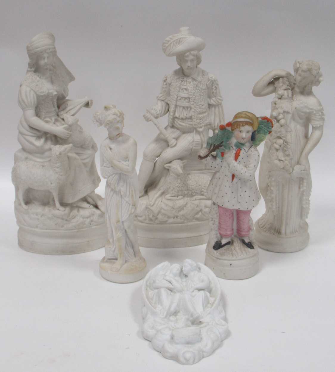 Lot 17 - Parian figures to include a Shepherd and...