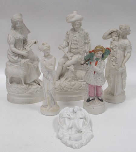 Lot 17 - Parian figures to include a Shepherd and...