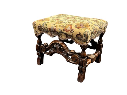 Lot 534 - A 20th century Carolean style carved oak stool,...