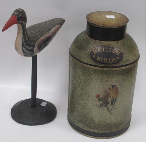 Lot 161 - Carved and painted duck on stand, together...
