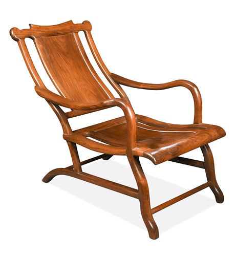 Lot 73 - A Chinese moon gazing chair, possibly Huanghuali wood, late Qing Dynasty