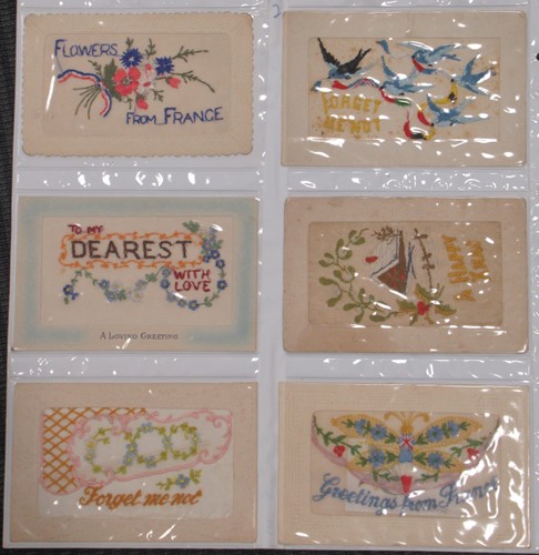 Lot 172 - 66 First World War period embroidered silk...