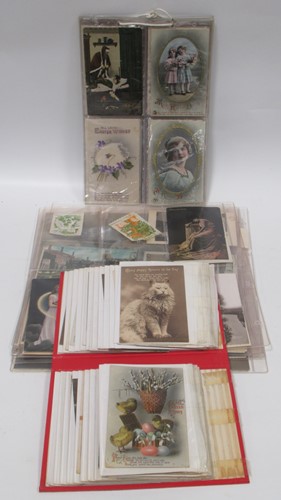 Lot 177 - Old postcards and greetings cards, a...