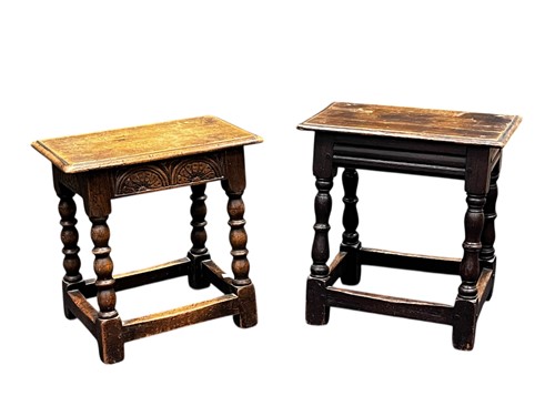 Lot 537 - A late 17th century oak joint stool, with run...