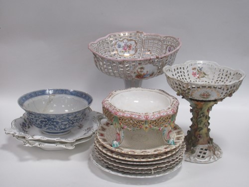 Lot 78 - A 19th century Continental pierced porcelain...