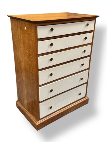 Lot 536 - A mid-century part painted oak chest of...