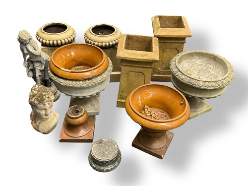 Lot 695 - Various garden planters and ornaments, to...