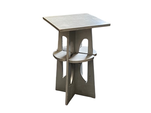 Lot 584 - Macintosh style silver painted domino table,...