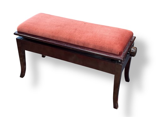 Lot 612 - An adjustable piano duet stool, with red...
