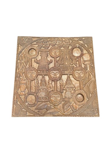 Lot 616 - A 20th century Benin African carved wood table,...