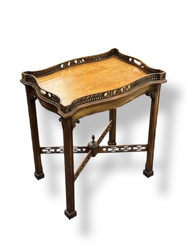Lot 432 - A Chippendale style mahogany silver table with...