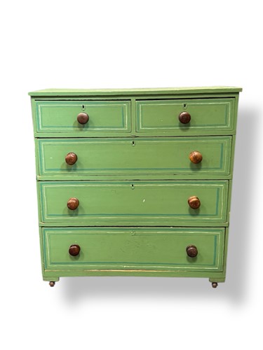 Lot 581 - A 20th century green painted pine chest, two...