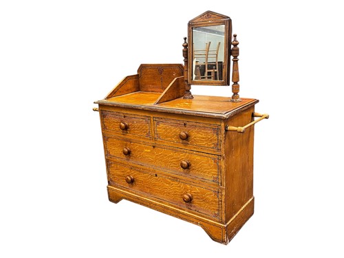 Lot 611 - A scumbled pine vanity chest of drawers or...