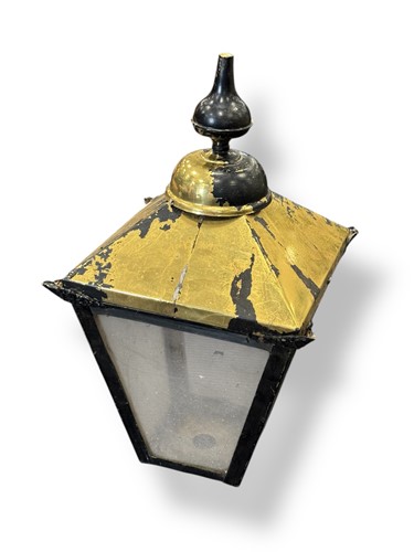 Lot 641 - Brass lantern and wall bracket of tapered form...