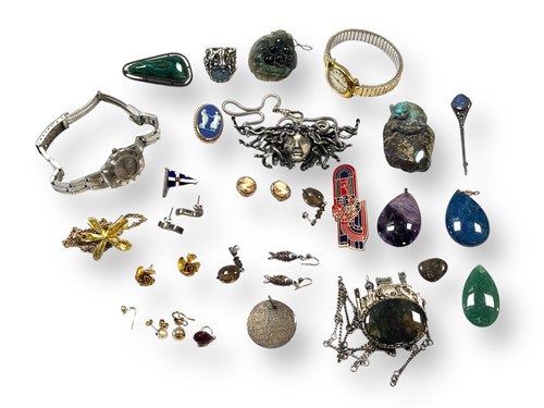 Lot 305 - A collection of silver and costume jewellery...
