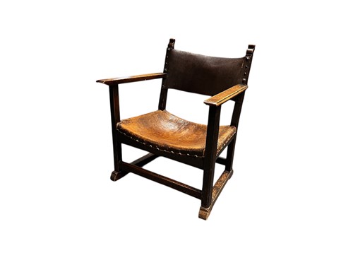 Lot 436 - An Adolf Loos Arts and Crafts leather fireside...