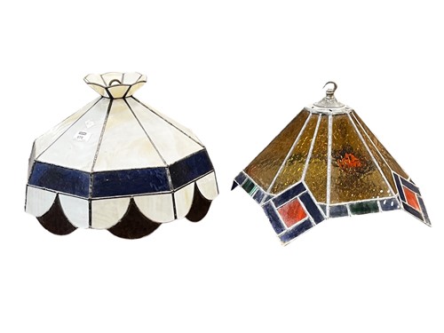 Lot 169 - Two late 20th century stained glass ceiling...