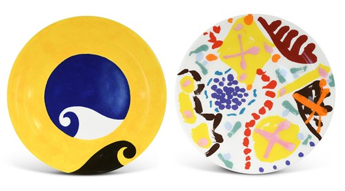 Lot 105 - Two artist designed Wedgwood plates