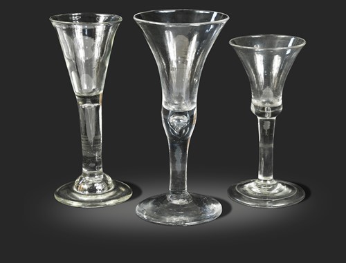 Lot 455 - Three 18th century wine glasses