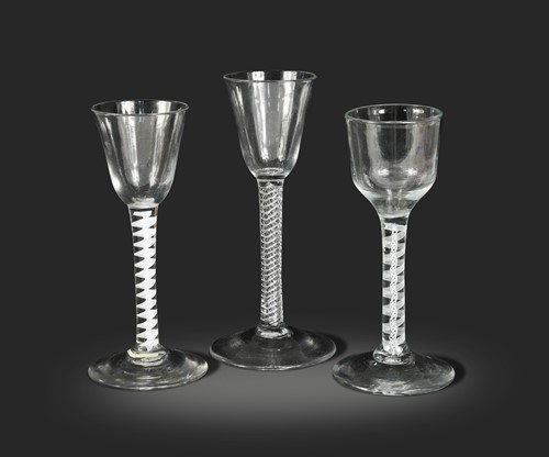 Lot 456 - Three George III air twist wine glasses