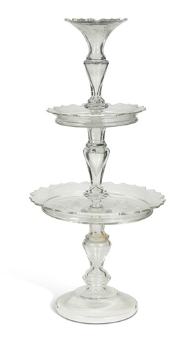 Lot 565 - A glass three tier tazza, 19th century