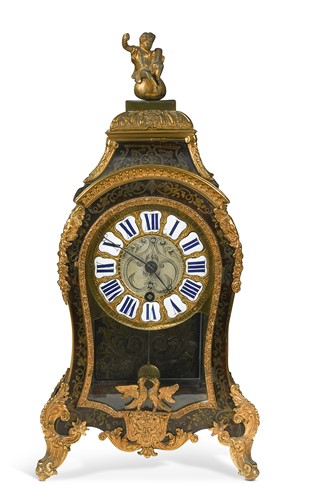 Lot 510 - A French Boulle case mantel timepiece by 'Thiout a Paris', 18th century