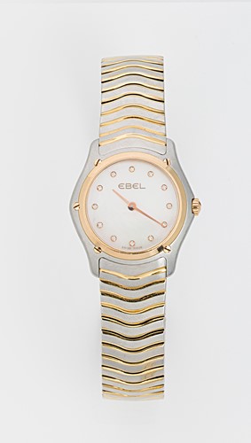 Lot 250 - Ebel - A two-tone diamond set 'Classic Wave' wristwatch
