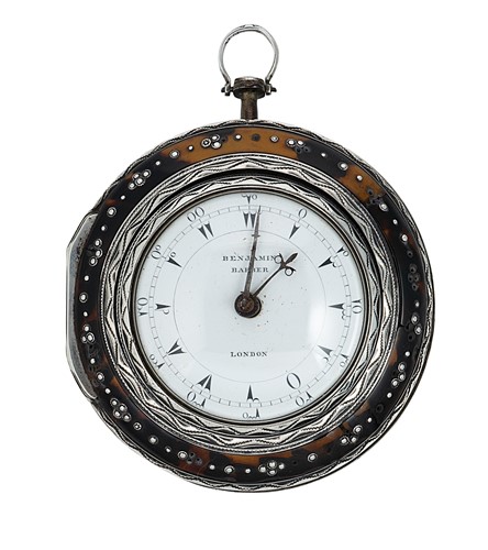 Lot 210 - Benjamin Barber, London - An 18th century silver and tortoiseshell triple cased pocket watch
