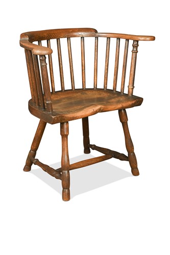 Lot 366 - An elm yoke-back armchair, circa 1800