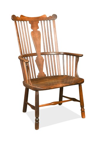 Lot 401 - An elm, fruitwood and beech Windsor armchair, late 18th century