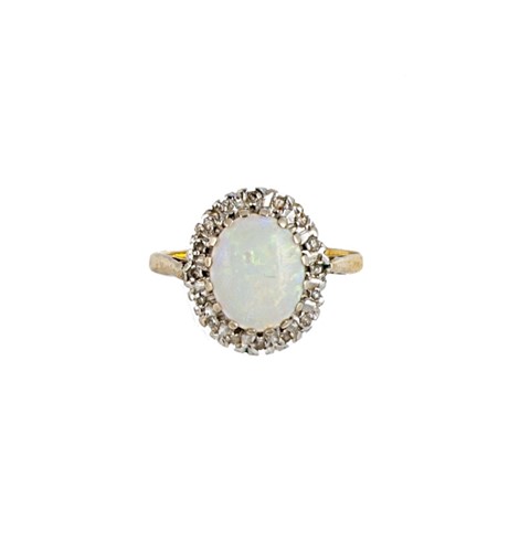 Lot 36 - An opal and diamond cluster ring