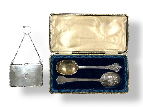 Lot 203 - A cased pair of Britannia silver lace back...