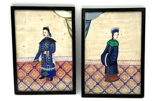 Lot 134 - A pair of 19th century Chinese portraits,...