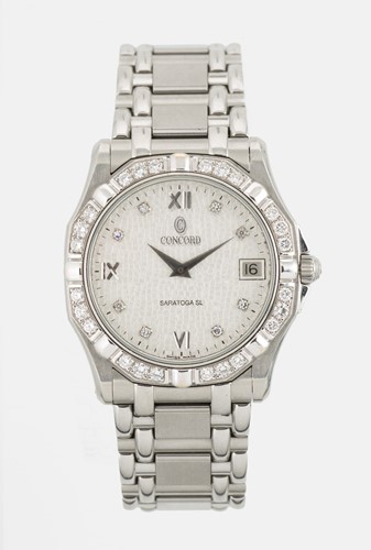 Lot 243 - Concord - A steel and diamond set 'Saratoga' wristwatch
