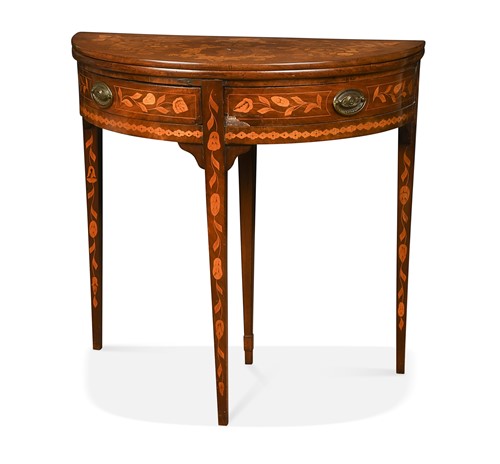 Lot 569 - A Dutch marquetry demi-lune card table, early 19th century