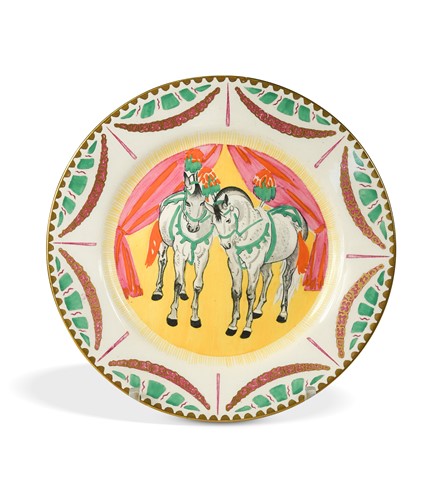 Lot 75 - Dame Laura Knight (1877-1970) for Clarice Cliff, a 'Circus' pattern side plate, circa 1934