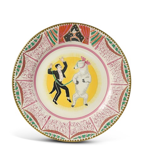 Lot 79 - Dame Laura Knight (1877-1970) for Clarice Cliff, a 'Circus' pattern plate, 1934