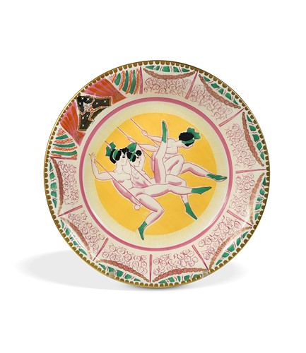 Lot 78 - Dame Laura Knight (1877-1970) for Clarice Cliff, a 'Circus' pattern bowl, 1934