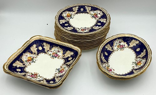 Lot 84 - A Cauldon botanical dessert service, hand...