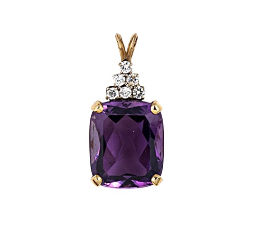 Lot 83 - An amethyst and diamond pendant