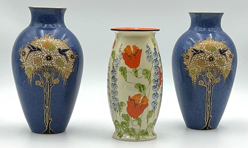 Lot 3 - A pair of Art Nouveau Royal Worcester vases...