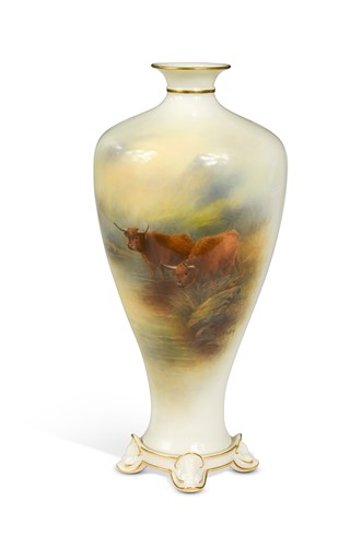 Lot 722 - A Royal Worcester vase painted by James Stinton