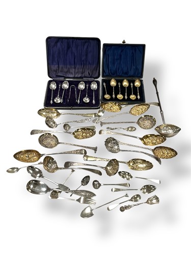 Lot 218 - A collection of assorted silver flatware, some...