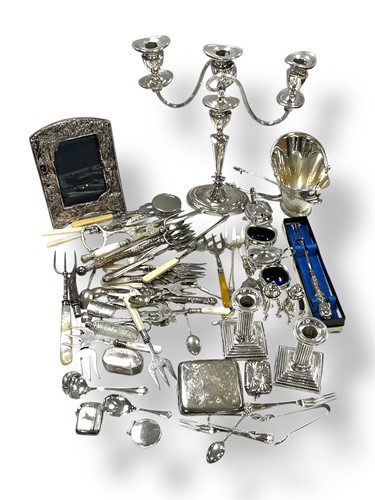 Lot 209 - A collection of silverware including cigarette...