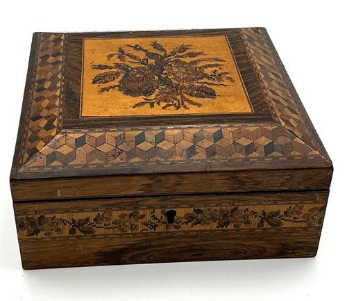 Lot 173 - A Tunbridge ware marquetry box, 7 x 16 x 16cm...