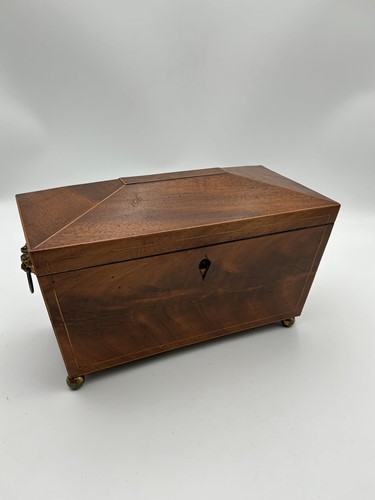 Lot 264 - A Regency mahogany sarcophagus shape tea caddy