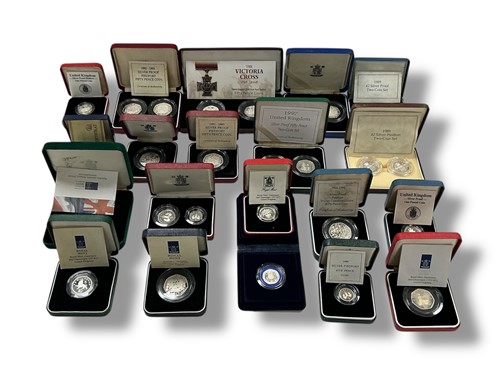 Lot 179 - Royal Mint - A collection of silver proof piedfort coins, along with others