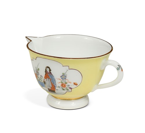 Lot 560 - A Meissen yellow-ground pouring cup, circa 1730